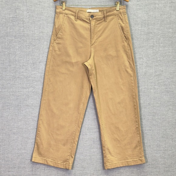 Ella Moss Pants - Ella Moss Womens Khaki Crop Pants‎ Casual Wide Leg Trousers Size 6 (31x26)